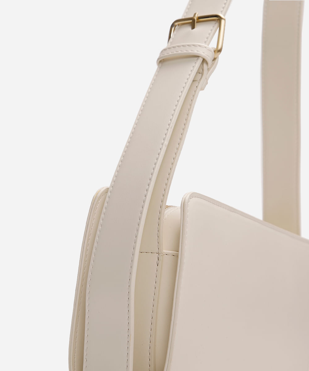 bolsa baguete estruturada off white