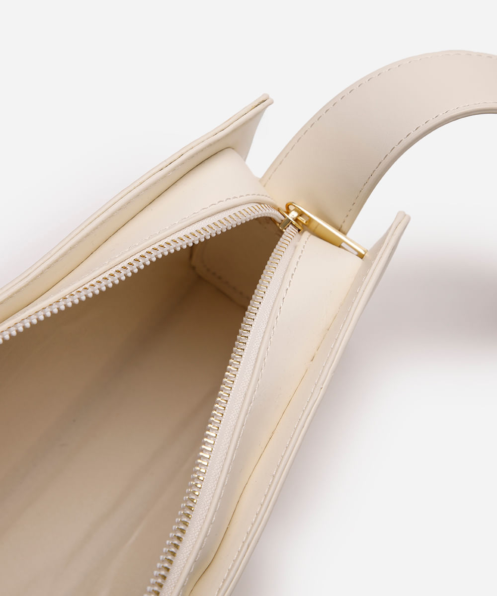bolsa baguete estruturada off white