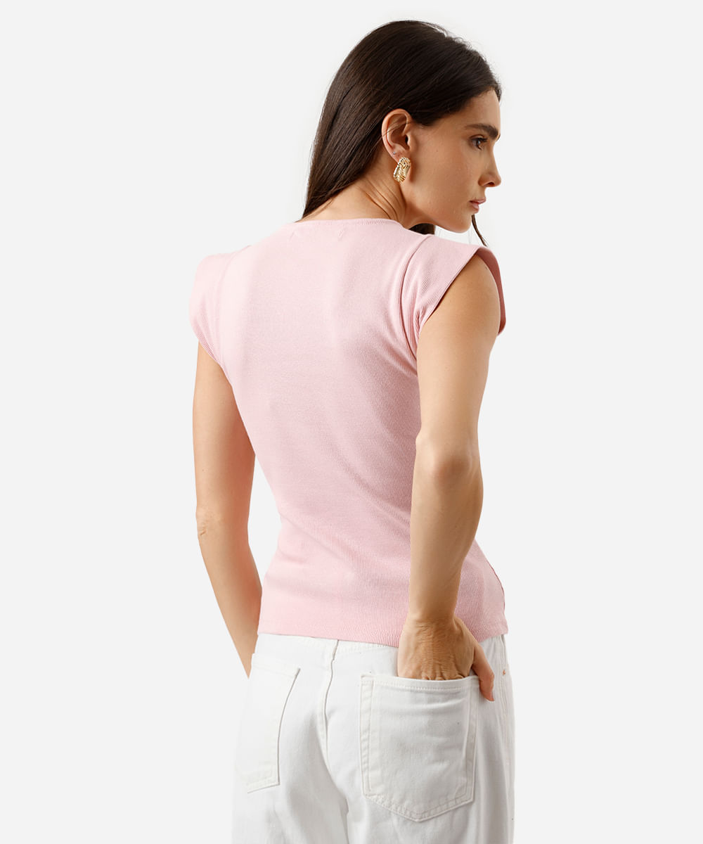 blusa muscle tee de algodão canelada - rosa