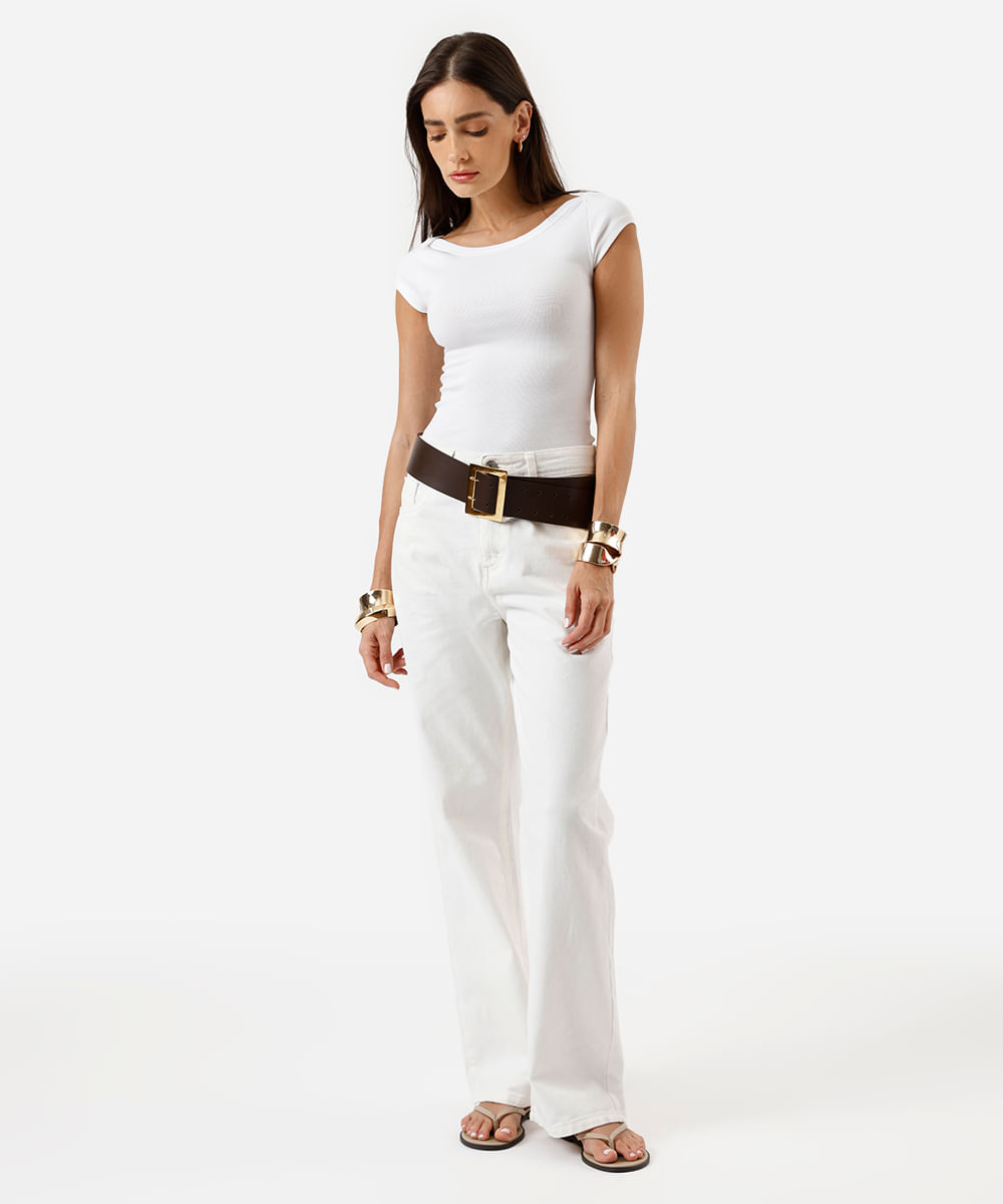 blusa feminina de algodão decote canoa off white