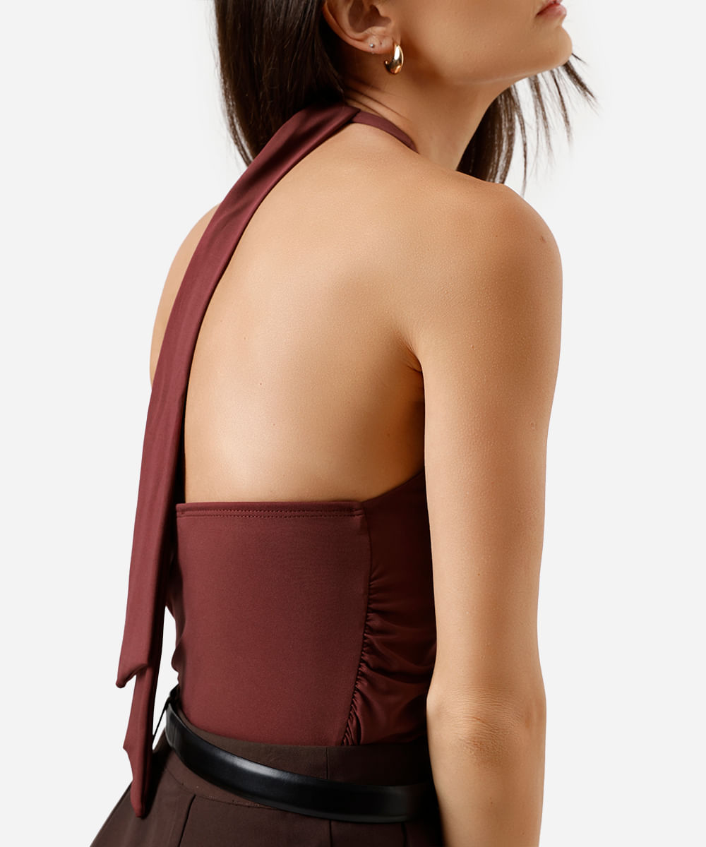 blusa frente única feminina franzida vinho