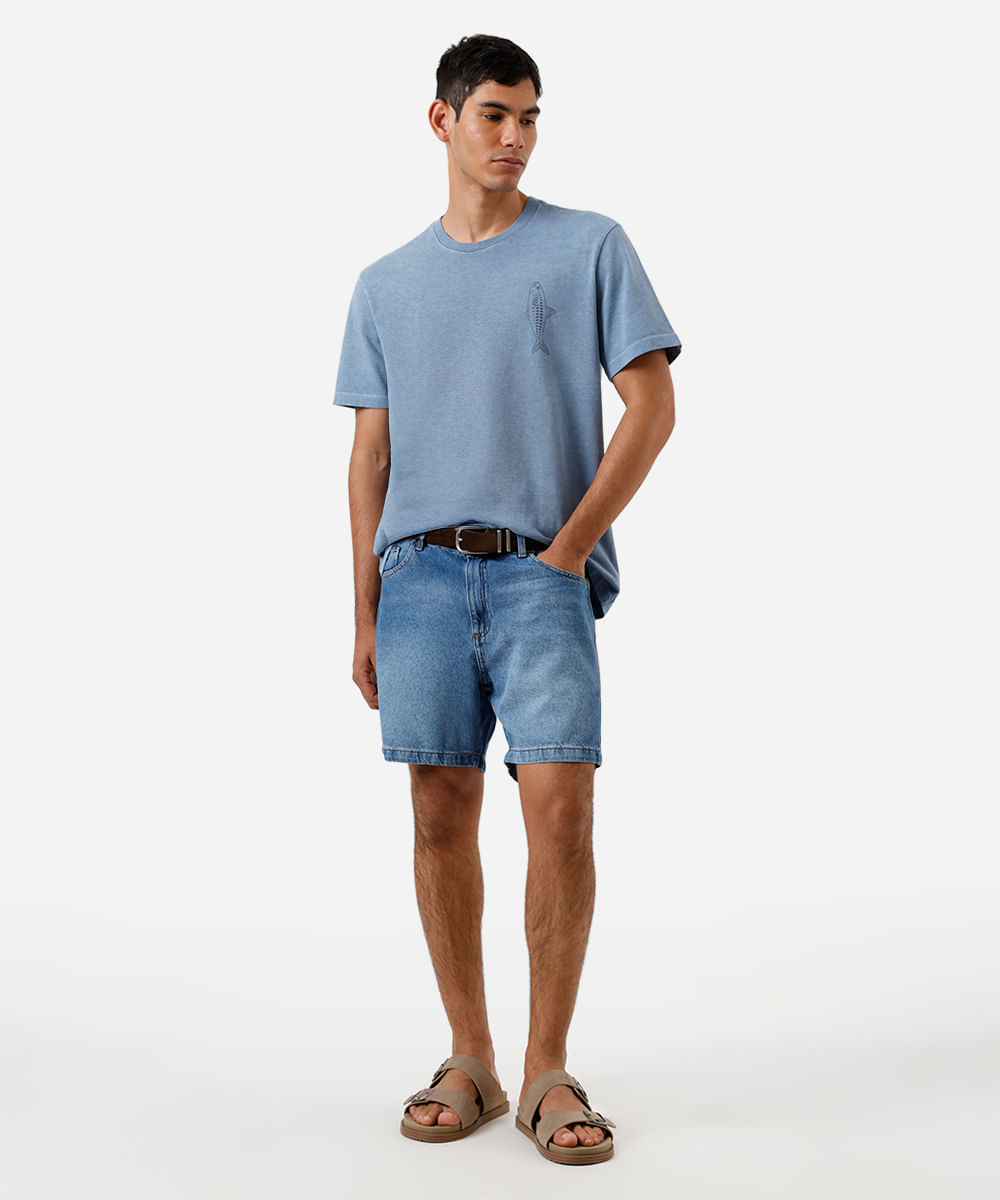 camiseta masculina de algodão sardinha estonada azul