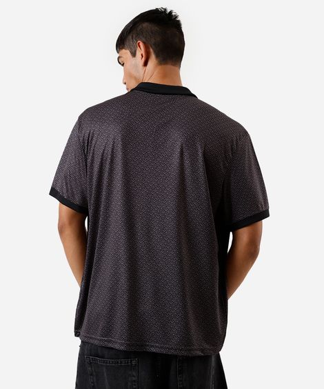 camiseta masculina com gola playstation oversized preta