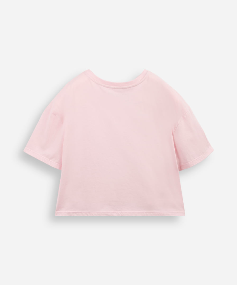 camiseta juvenil boxy cropped snoopy cereja rosa