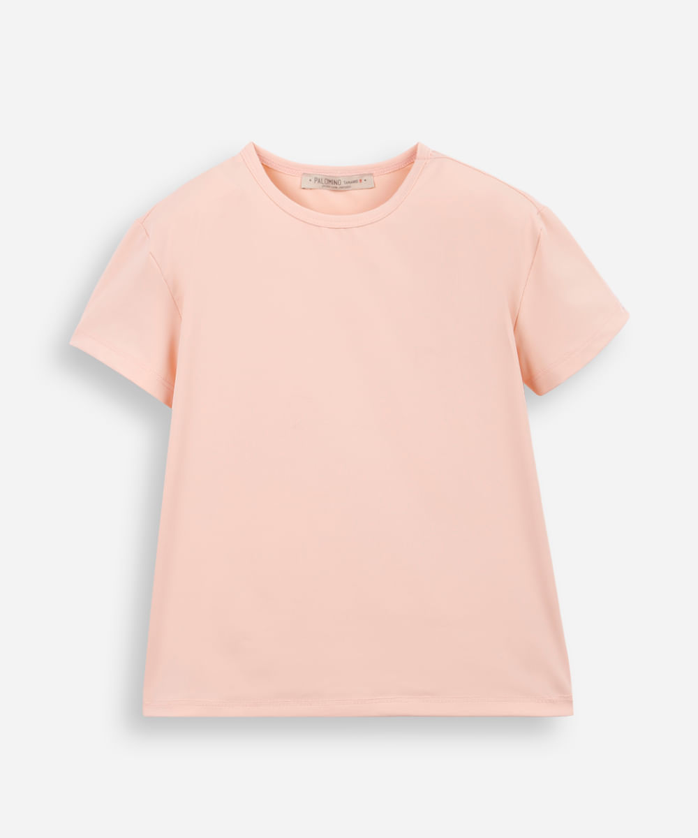 blusa infantil de poliamida manga curta rosa