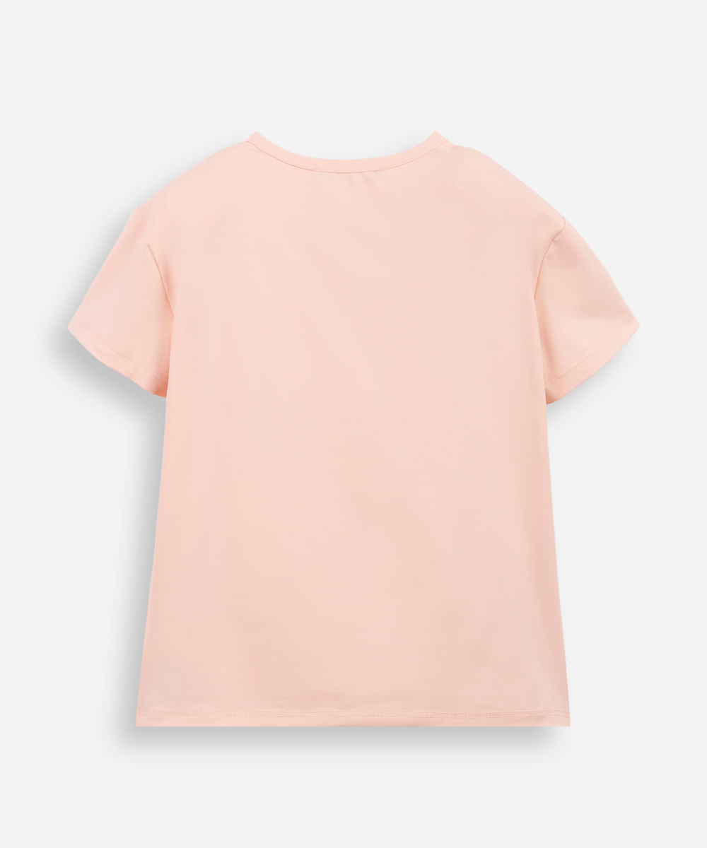 blusa infantil de poliamida manga curta rosa