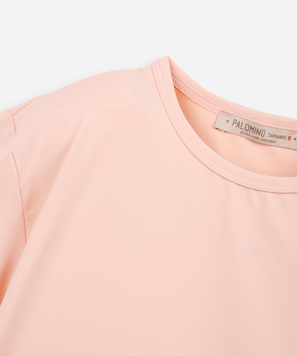blusa infantil de poliamida manga curta rosa