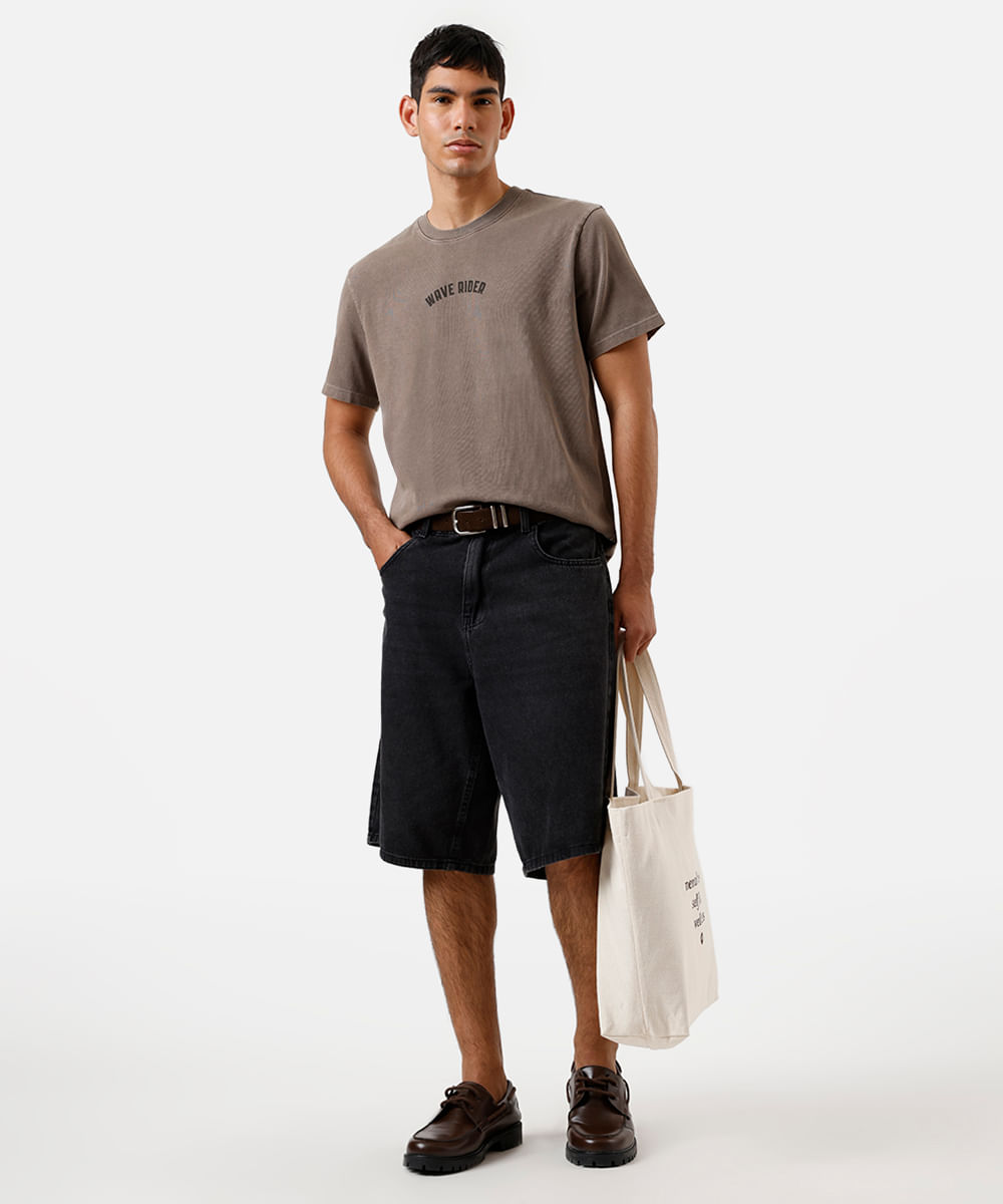 camiseta masculina de algodão wave rider estonada marrom