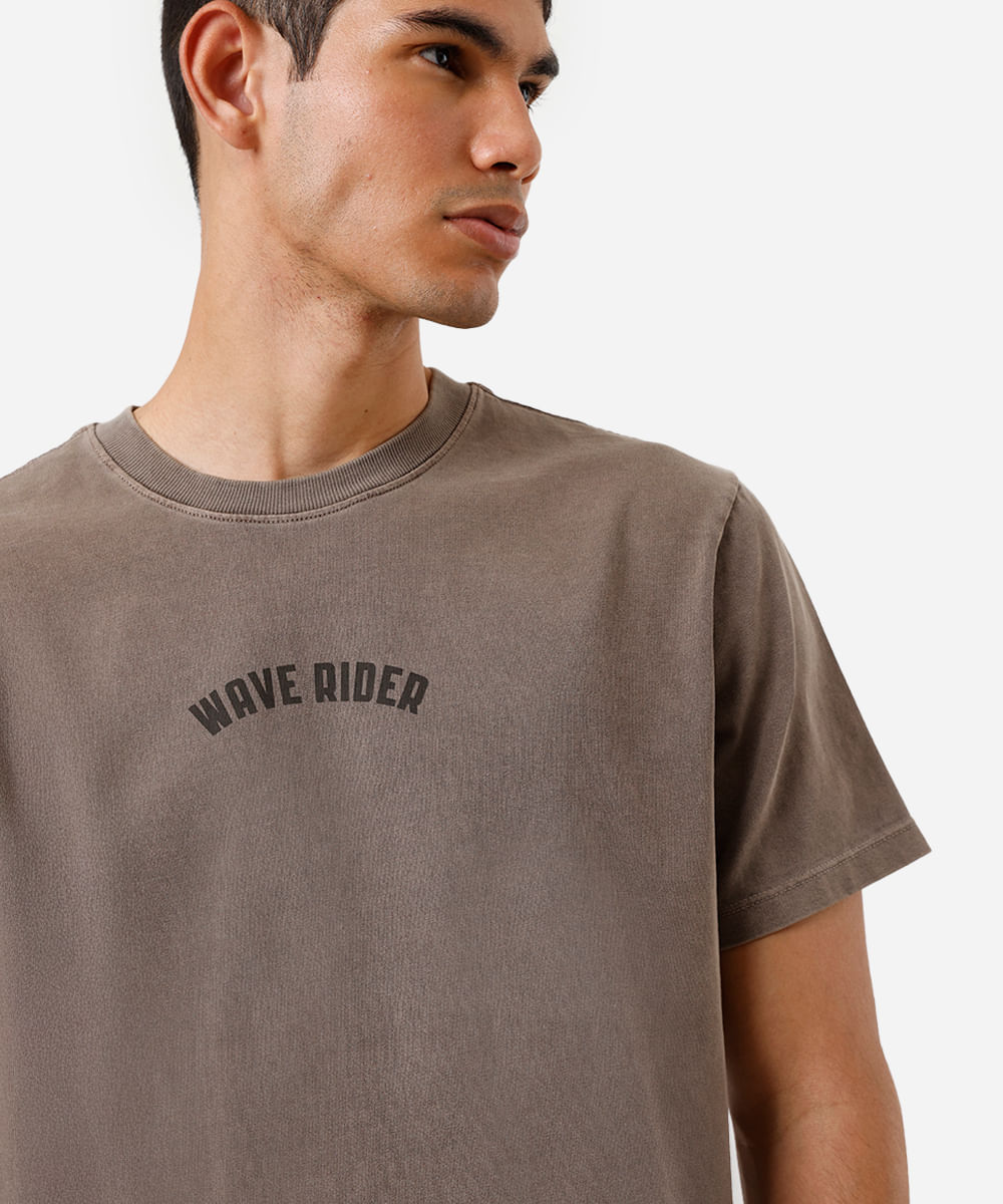 camiseta masculina de algodão wave rider estonada marrom