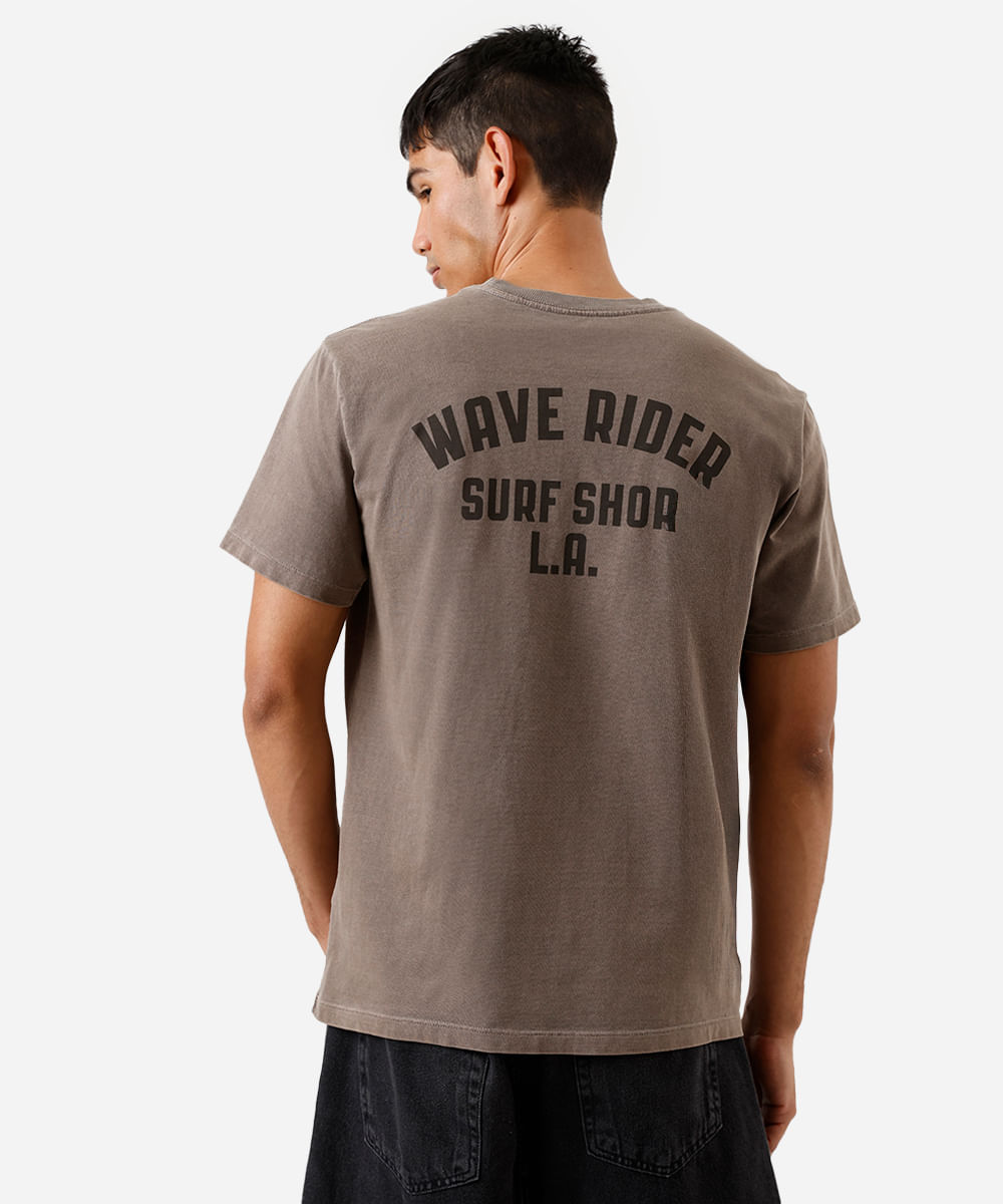 camiseta masculina de algodão wave rider estonada marrom