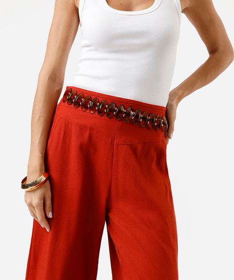cinto boho com pedrarias e corrente marrom