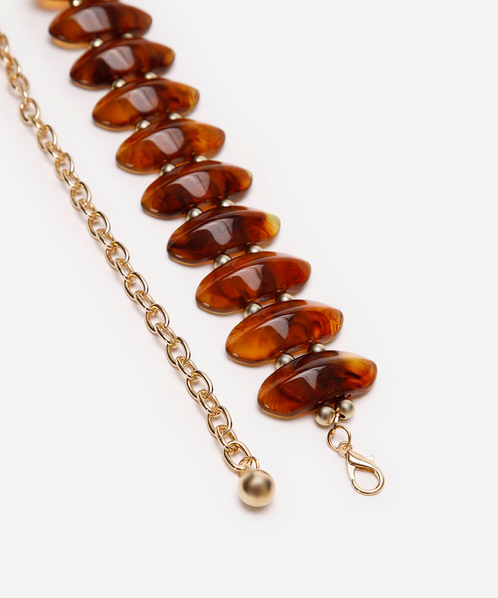 cinto boho com pedrarias e corrente marrom