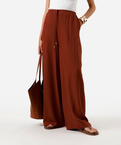 calça estilo pijama feminina de viscose cós elástico vinho