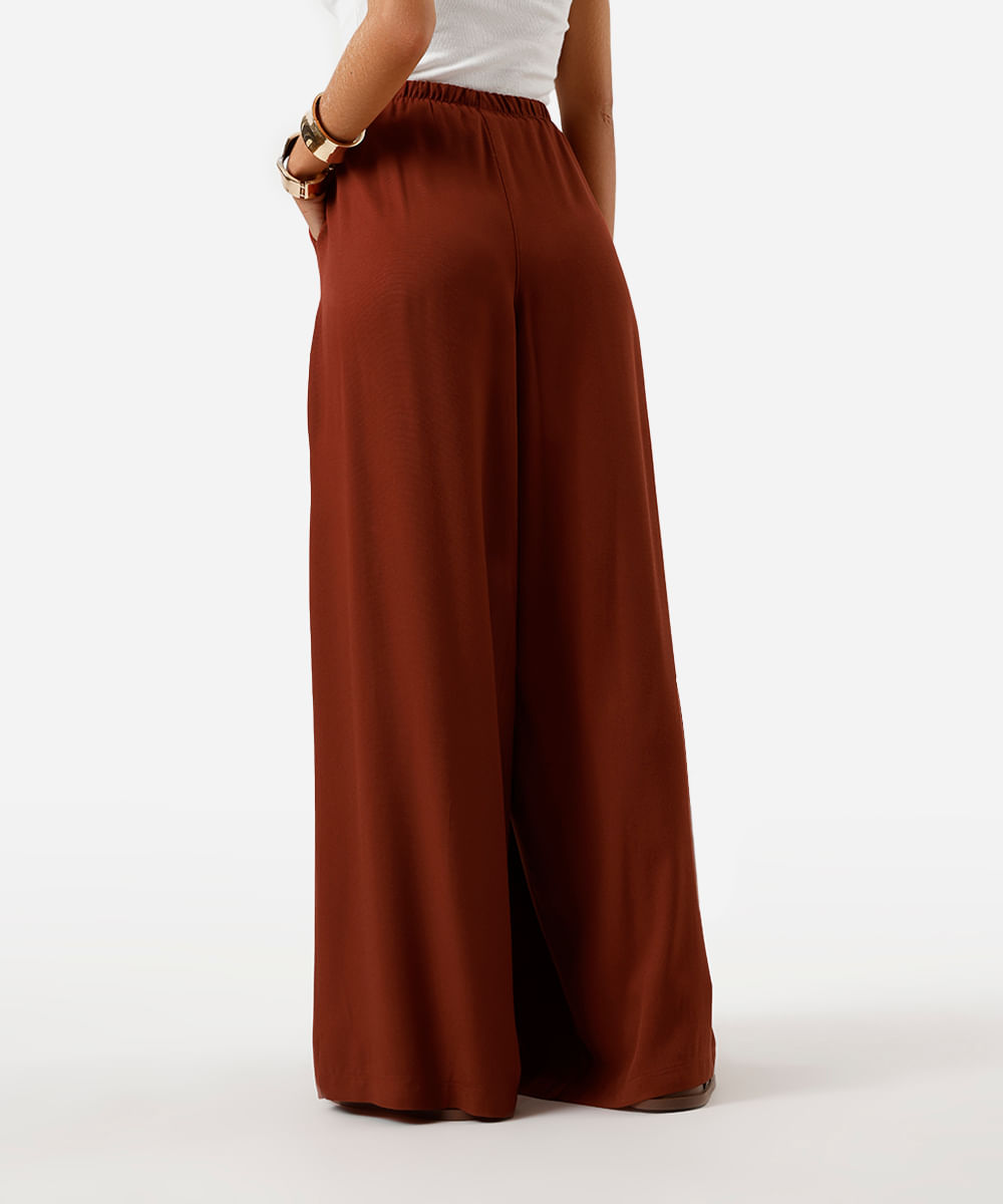 calça estilo pijama feminina de viscose cós elástico vinho