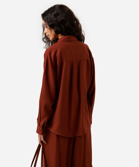 camisa feminina de viscose manga texturizada oversized vinho