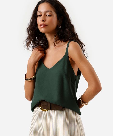 regata feminina de viscose decote v verde