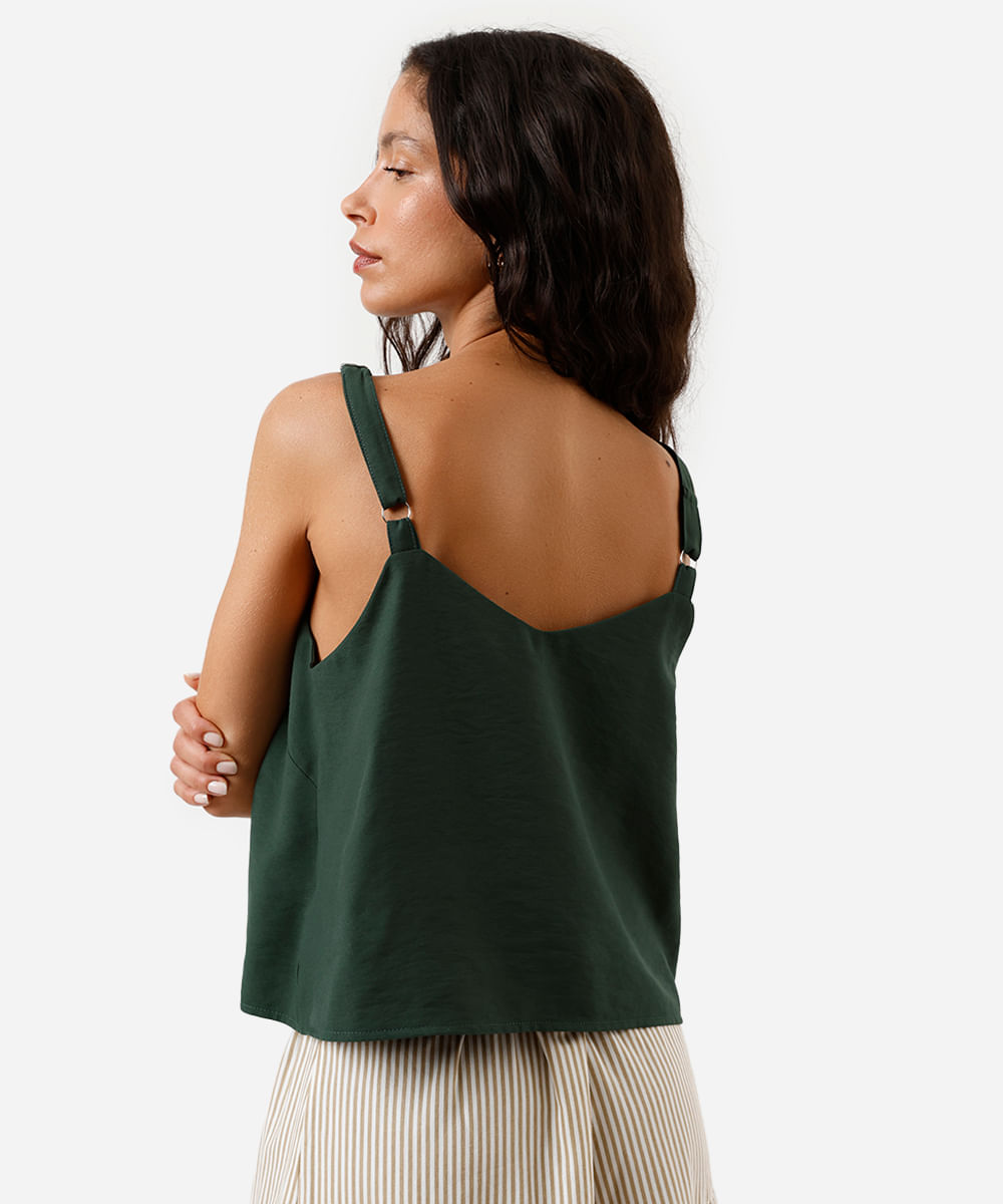 regata feminina de viscose decote v verde