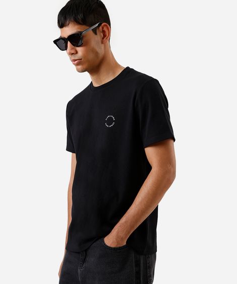 camiseta masculina de algodão manga curta coqueiro preta