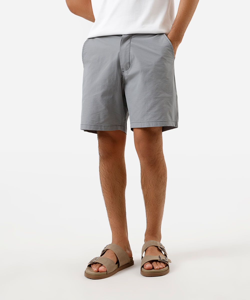 short boardshort masculino texturizado cinza