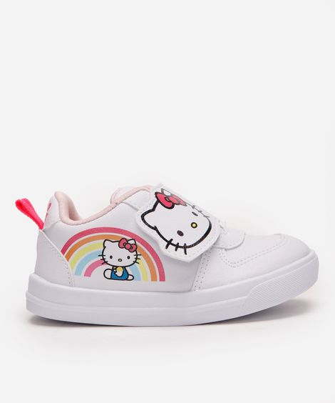 tênis com velcro infantil hello kitty branco