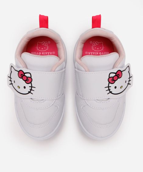 tênis com velcro infantil hello kitty branco