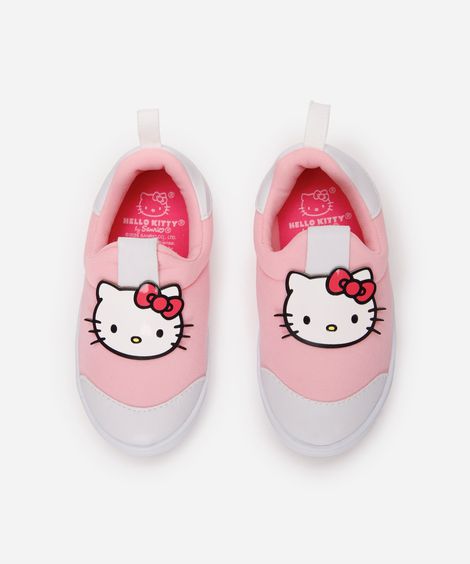 tênis infantil calce fácil hello kitty rosa