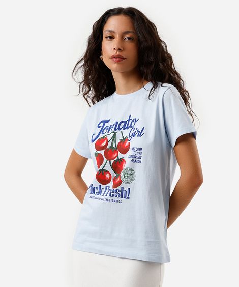 camiseta feminina de algodão tomato girl azul