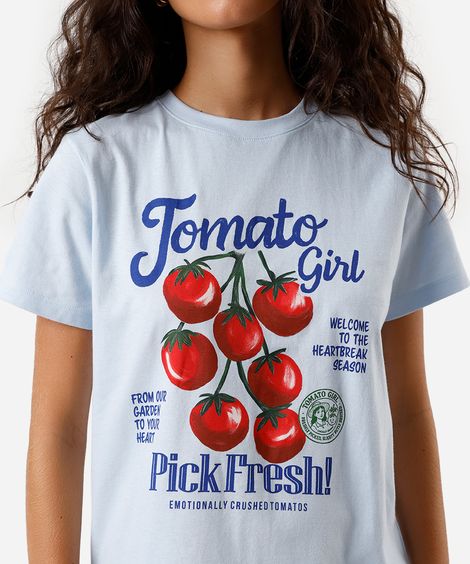 camiseta feminina de algodão tomato girl azul