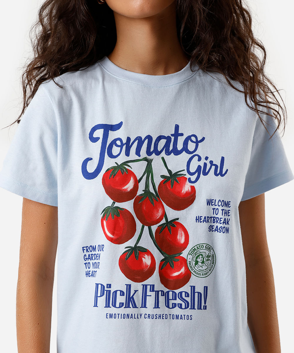 camiseta feminina de algodão tomato girl azul