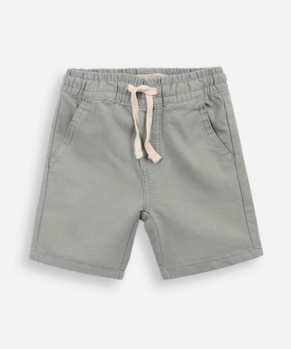 bermuda reta infantil de sarja cós elástico verde
