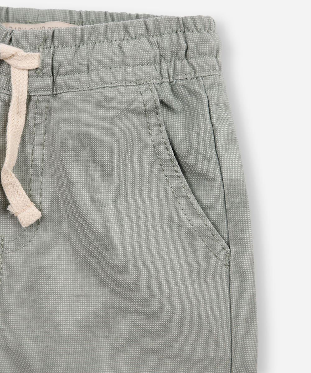 bermuda reta infantil de sarja cós elástico verde