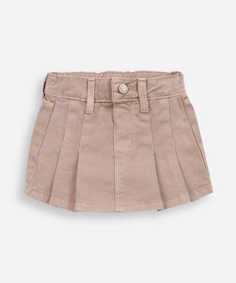 short saia infantil transpassado pregas bege