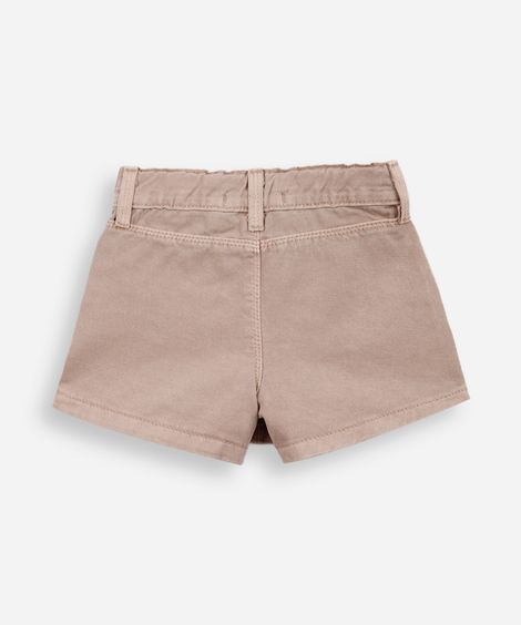 short saia infantil transpassado pregas bege
