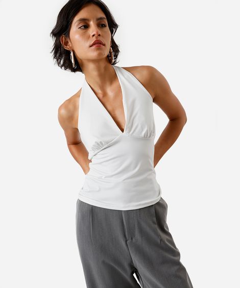 blusa frente única feminina off white