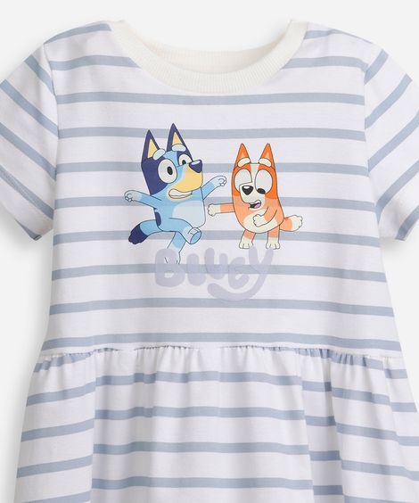 vestido infantil de algodão listrado bluey azul