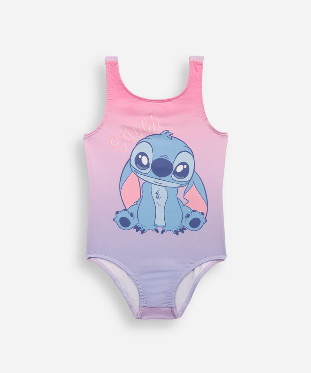 maiô infantil degradê stitch lilás