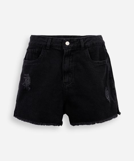 short mom juvenil jeans destroyed preto