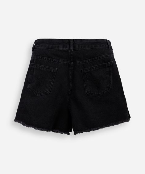 short mom juvenil jeans destroyed preto
