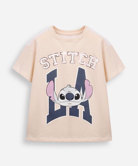 camiseta infantil de algodão com recorte stitch off white