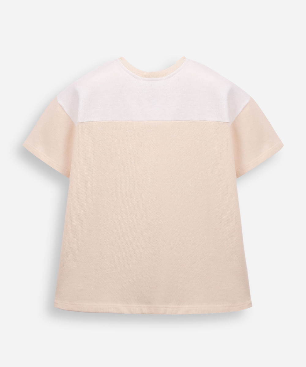 camiseta infantil de algodão com recorte stitch off white
