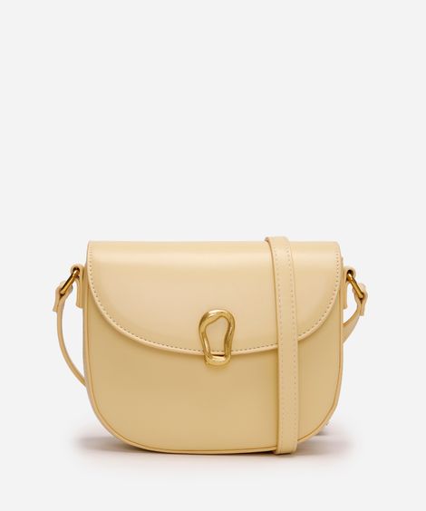 bolsa estruturada com fivela orgânica amarela