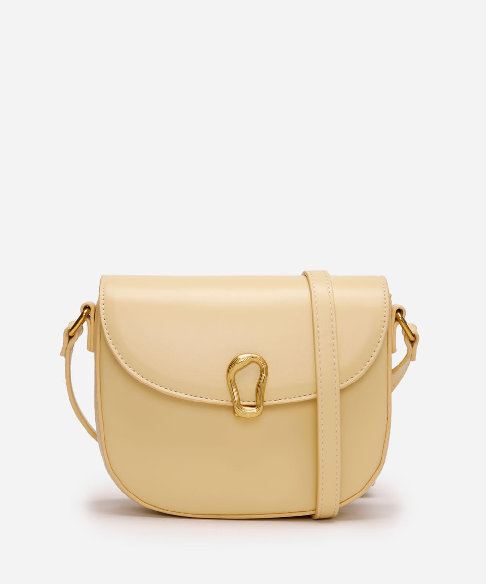 bolsa estruturada com fivela orgânica amarela