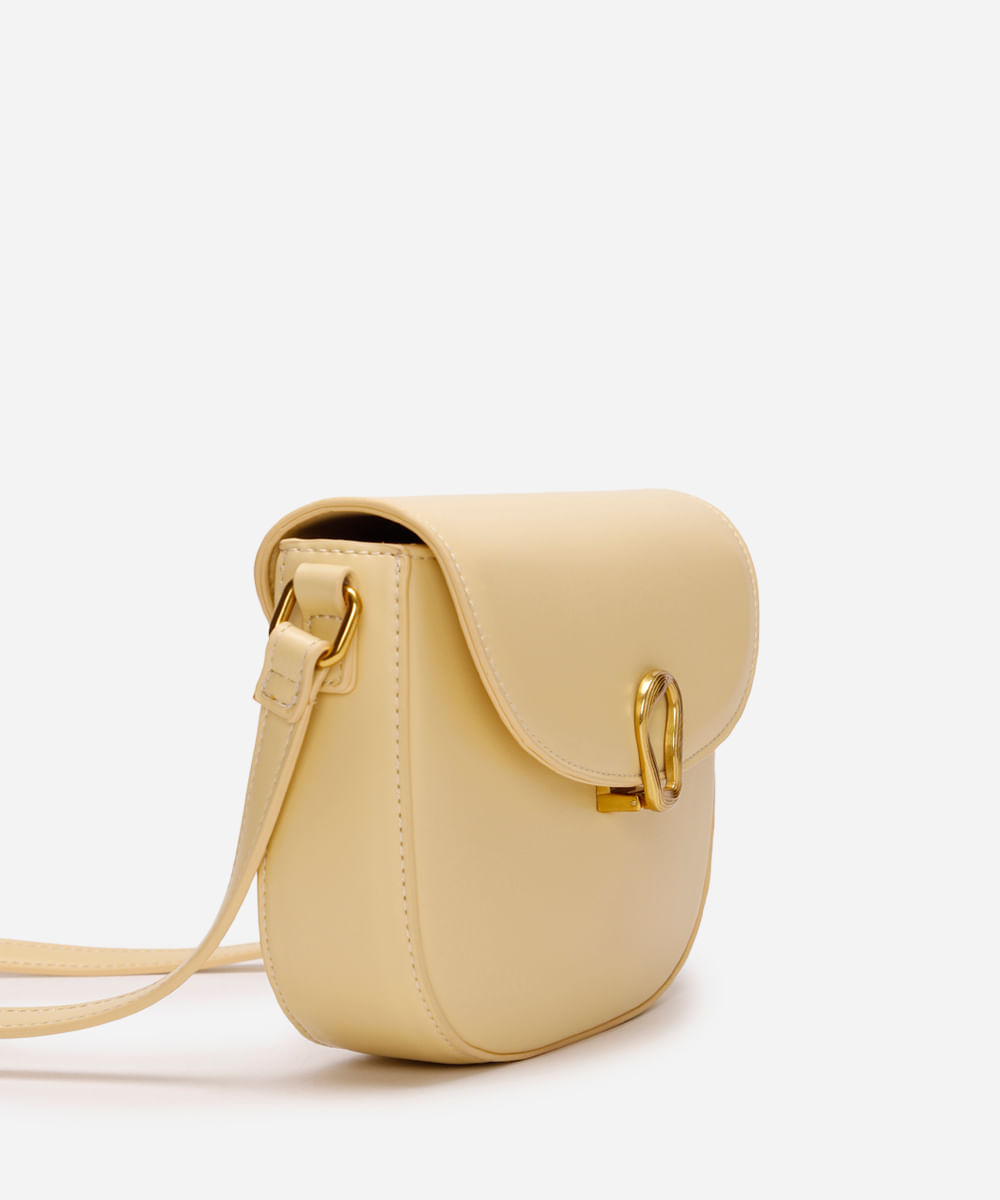bolsa estruturada com fivela orgânica amarela