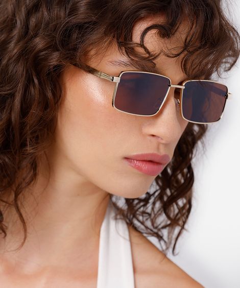 óculos de sol quadrado mindset unissex dourado