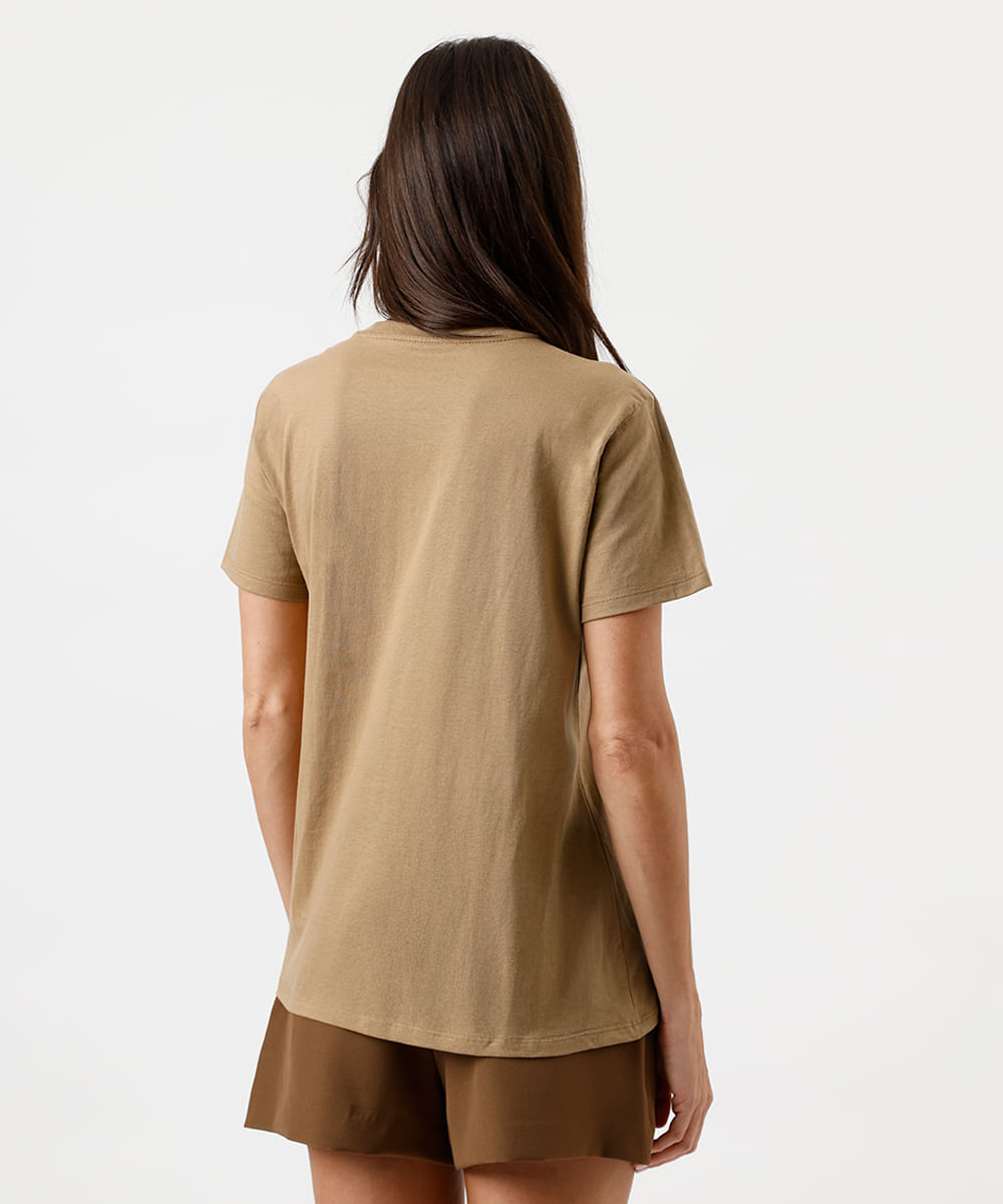 camiseta feminina de algodão estampada - caramelo