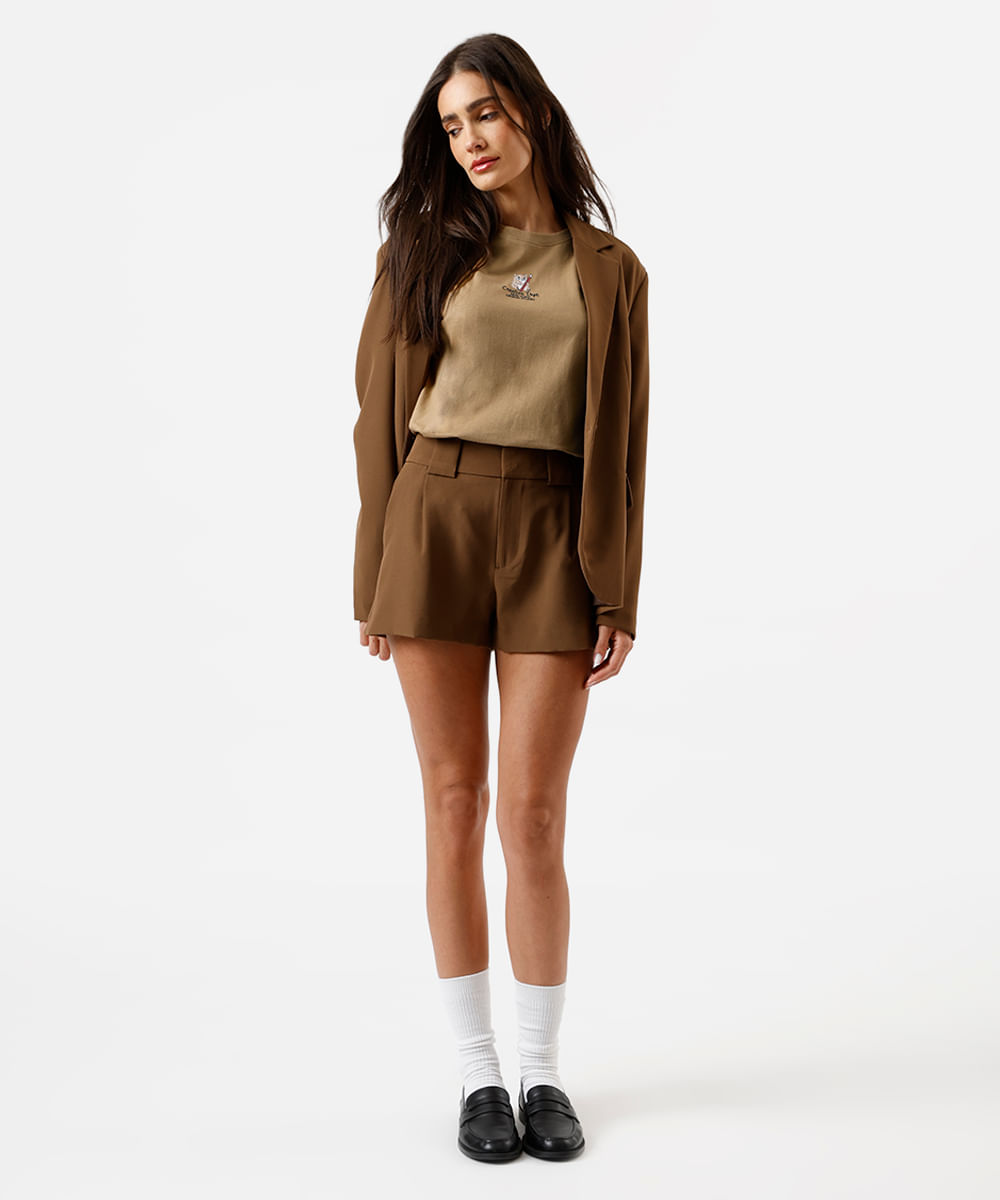 camiseta feminina de algodão estampada - caramelo