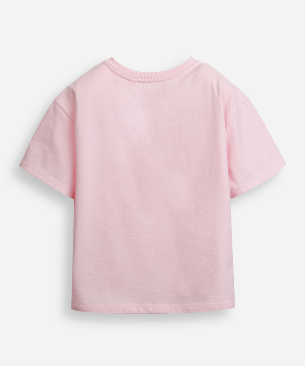 camiseta infantil de algodão com laços rosa