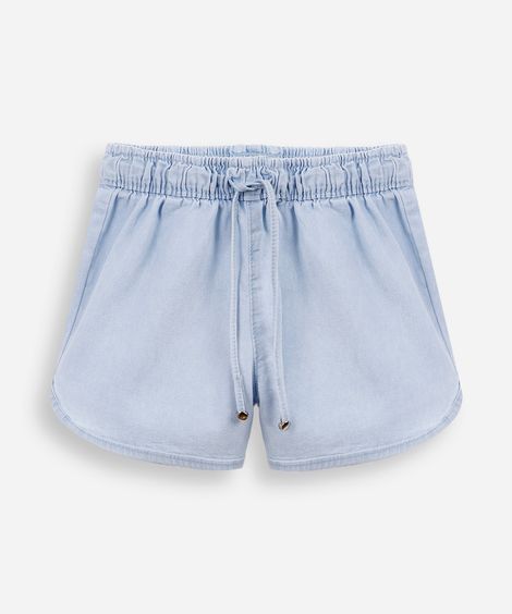 short runner infantil jeans cós elástico azul