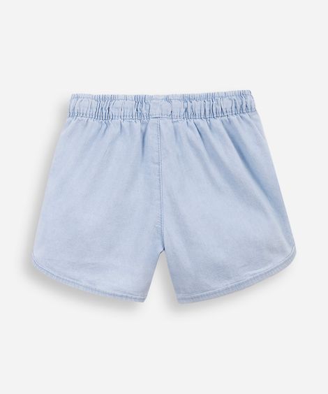 short runner infantil jeans cós elástico azul