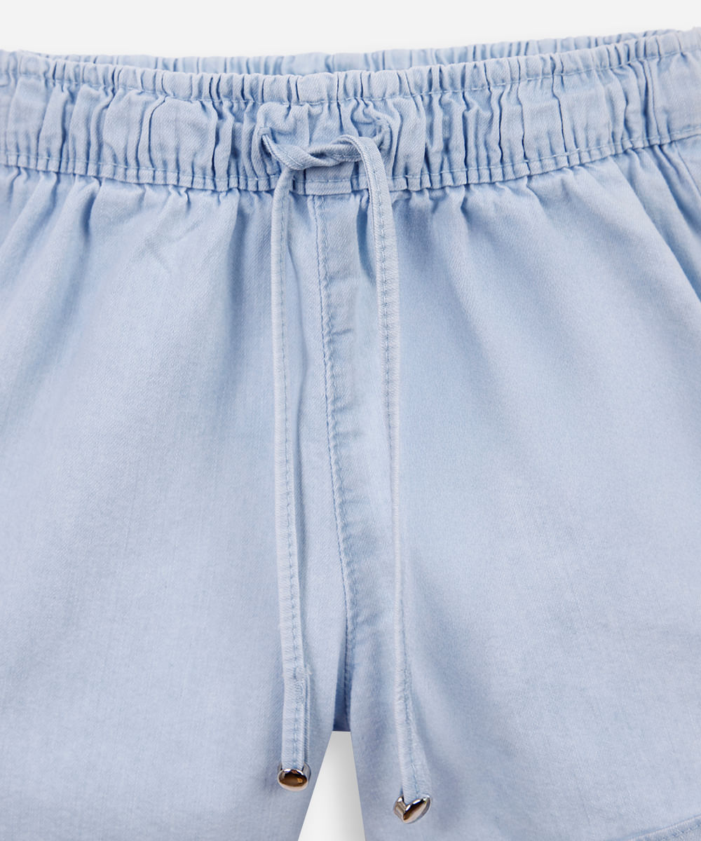 short runner infantil jeans cós elástico azul